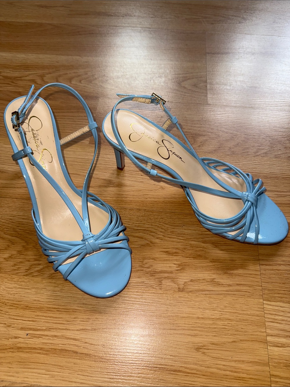 Jessica Simpson Light Blue Strappy Heel Sandals Size 8.5 Patent